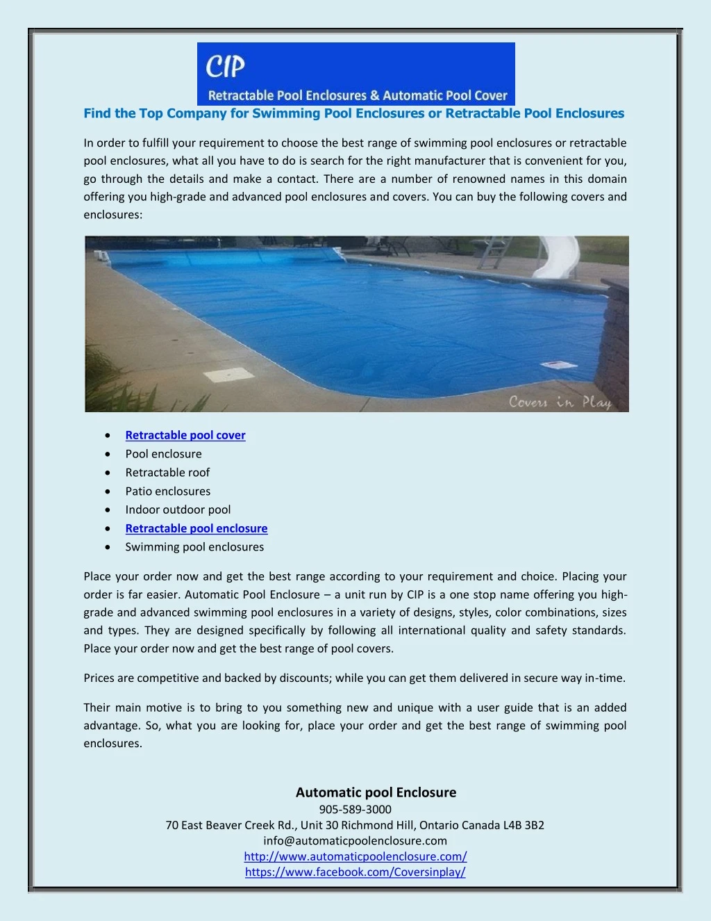 find the top company for swimming pool enclosures
