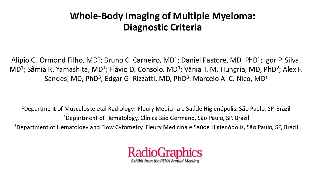 whole body imaging of multiple myeloma diagnostic