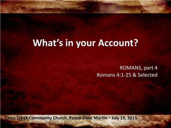 What’s in your Account?