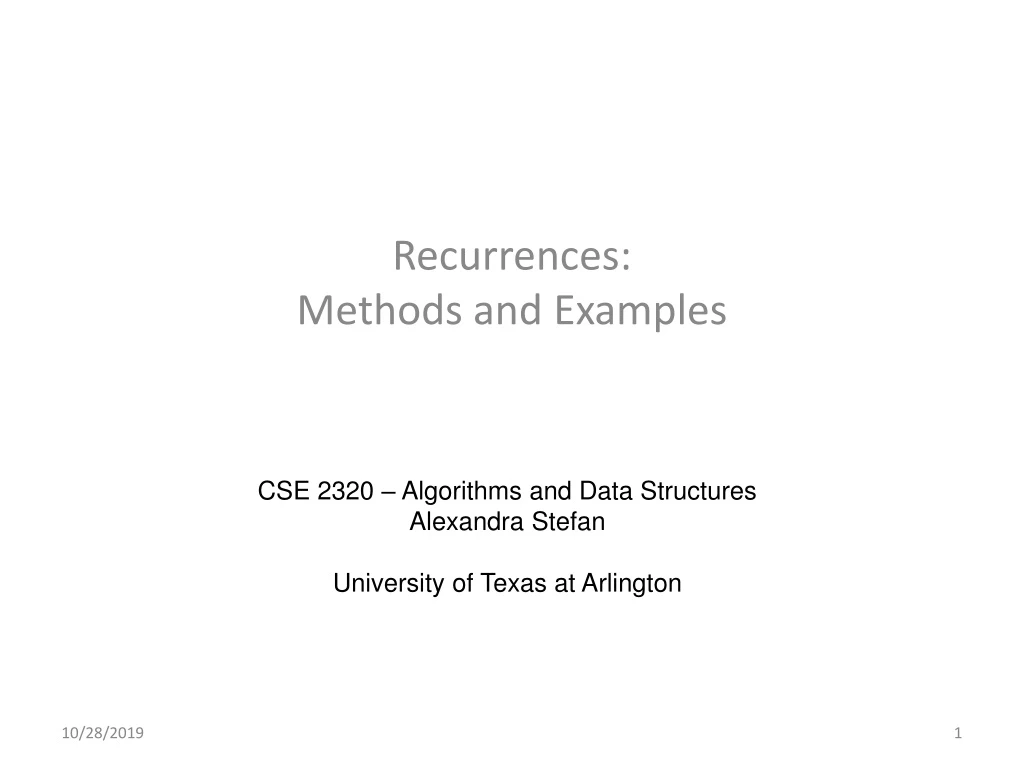 recurrences methods and examples