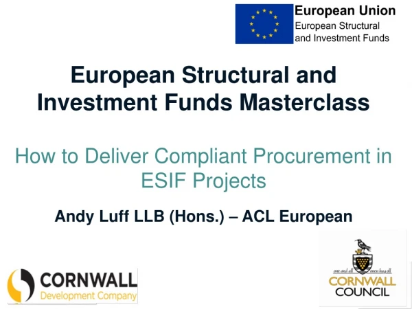 European Structural and Investment Funds Masterclass