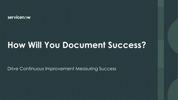 How Will You Document Success?