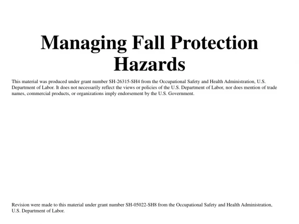 Managing Fall Protection Hazards