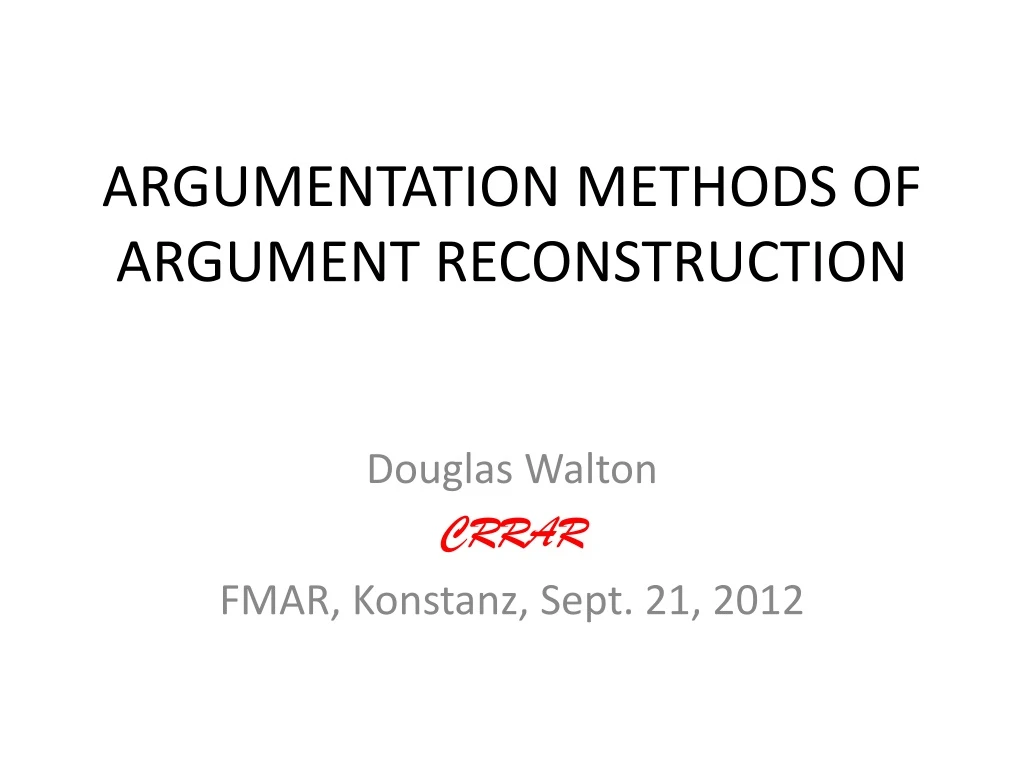 argumentation methods of argument reconstruction