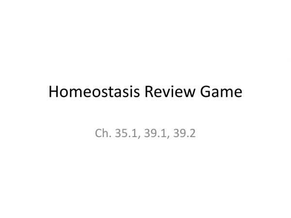 Homeostasis Review Game