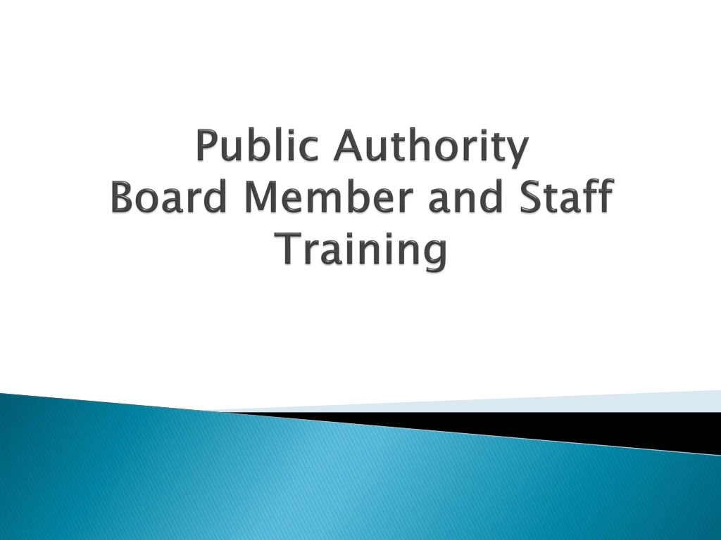 public authority board member and staff training