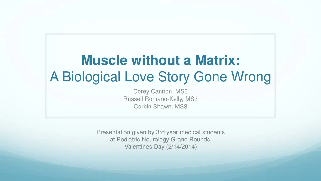 muscle without a matrix a biological love story gone wrong