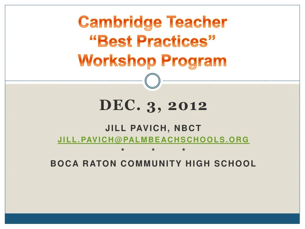 cambridge teacher best practices workshop program