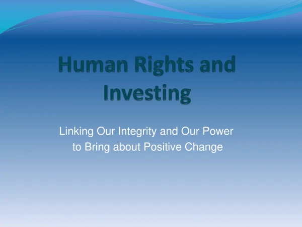 Human Rights and Investing