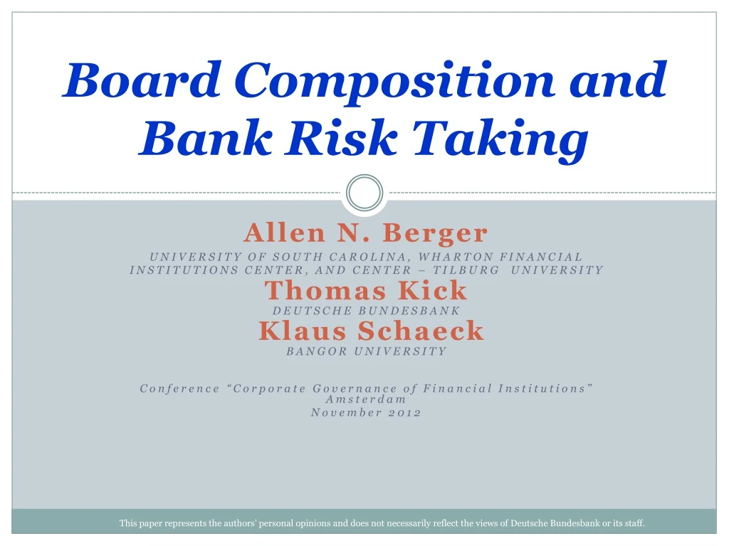 board composition and bank risk taking