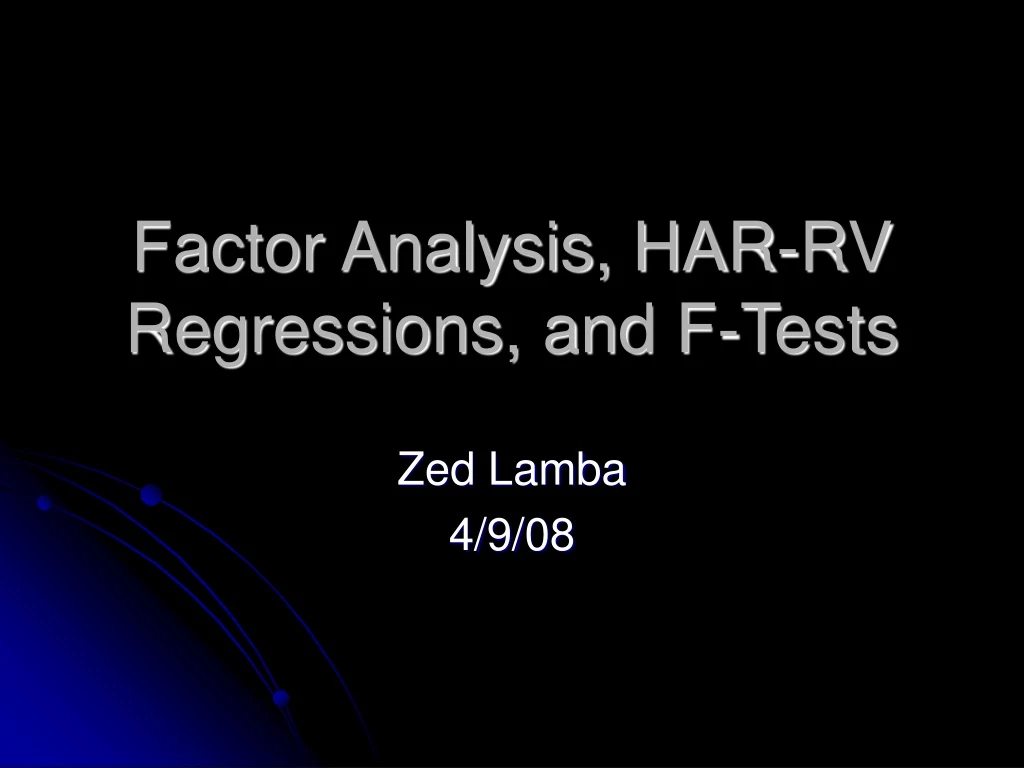 factor analysis har rv regressions and f tests