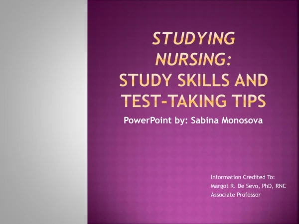 Studying nursing: Study Skills and Test-taking Tips