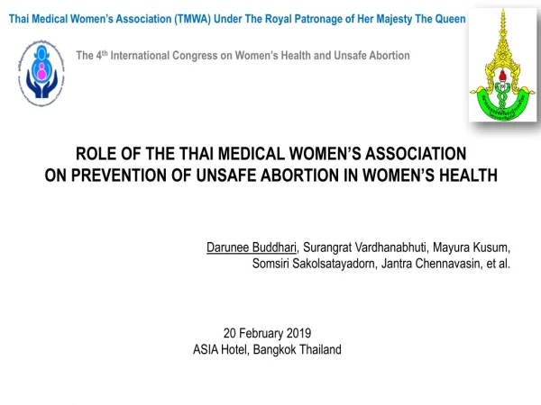 The 4 th International Congress on Women’s Health and Unsafe Abortion