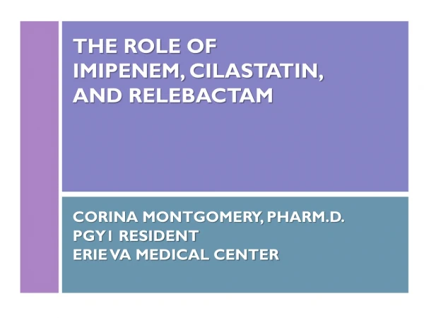 The role of imipenem, cilastatin , and relebactam