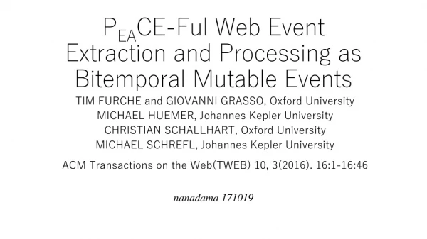 P EA CE- Ful Web Event Extraction and Processing as Bitemporal Mutable Events