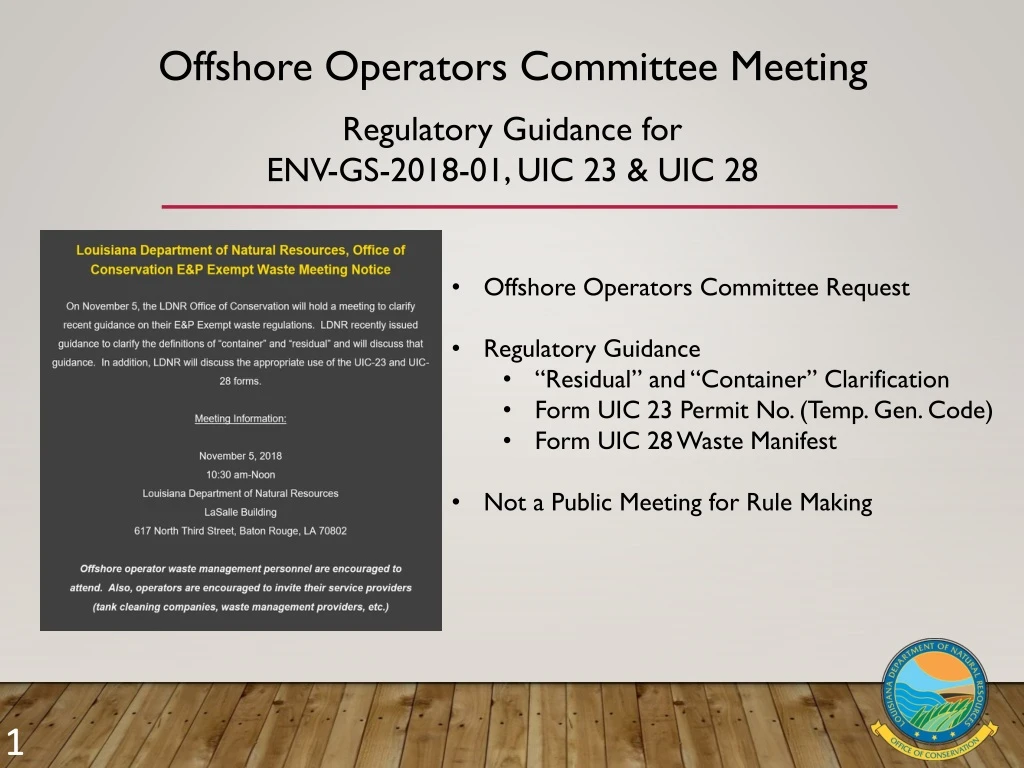 offshore operators committee meeting regulatory