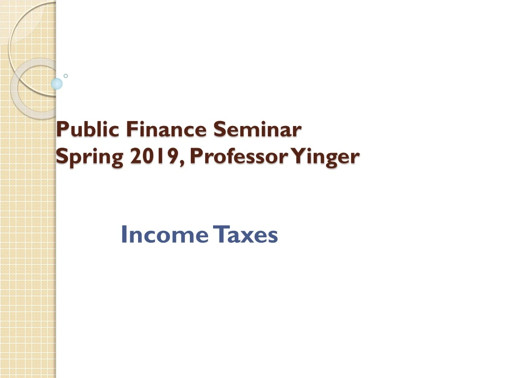 public finance seminar spring 2019 professor yinger