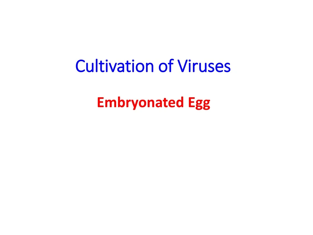 cultivation of viruses