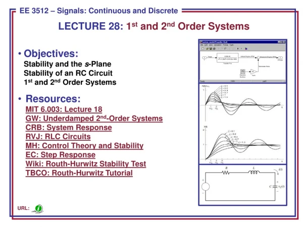 Objectives: Stability and the s -Plane Stability of an RC Circuit 1 st and 2 nd Order Systems