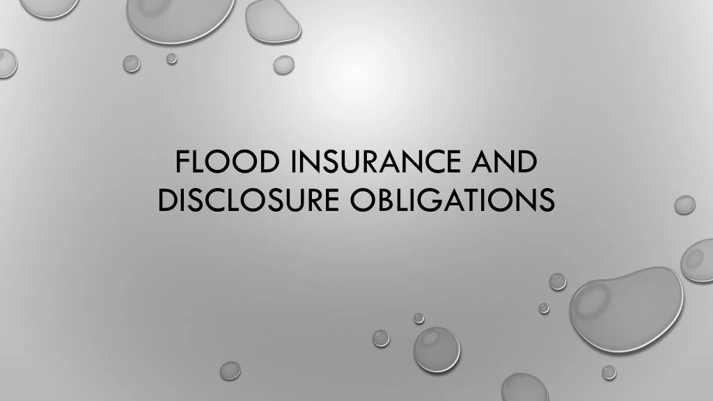 flood insurance and disclosure obligations