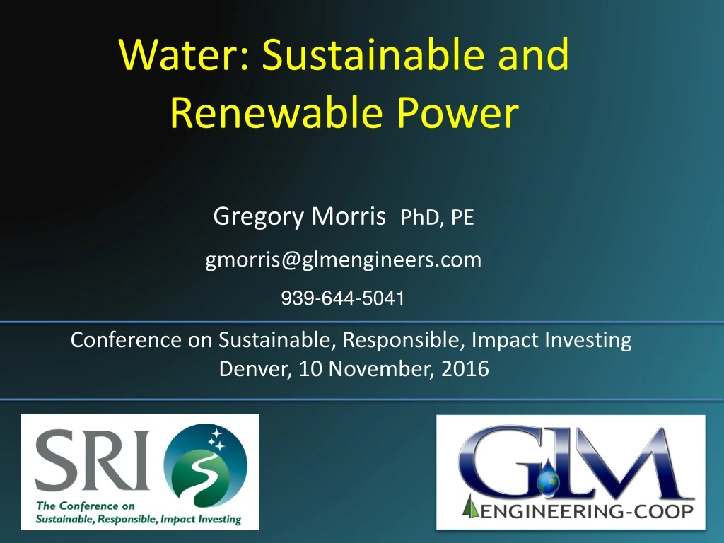 water sustainable and renewable power gregory