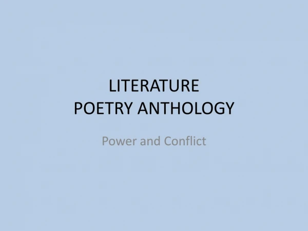 LITERATURE POETRY ANTHOLOGY