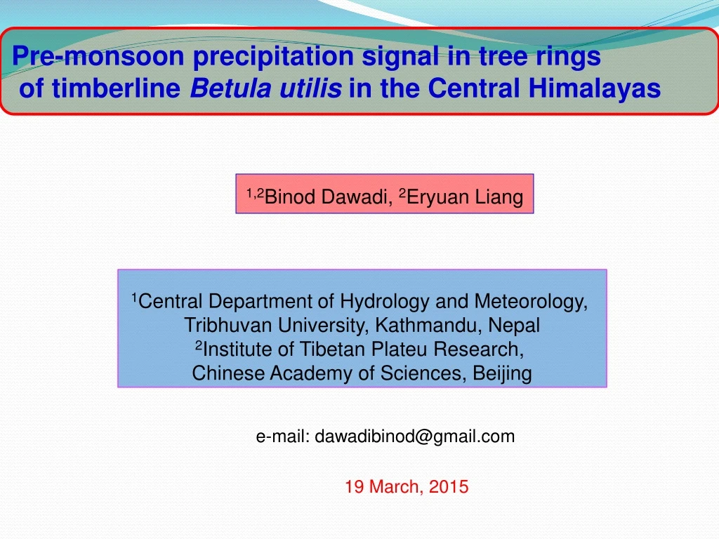 pre monsoon precipitation signal in tree rings