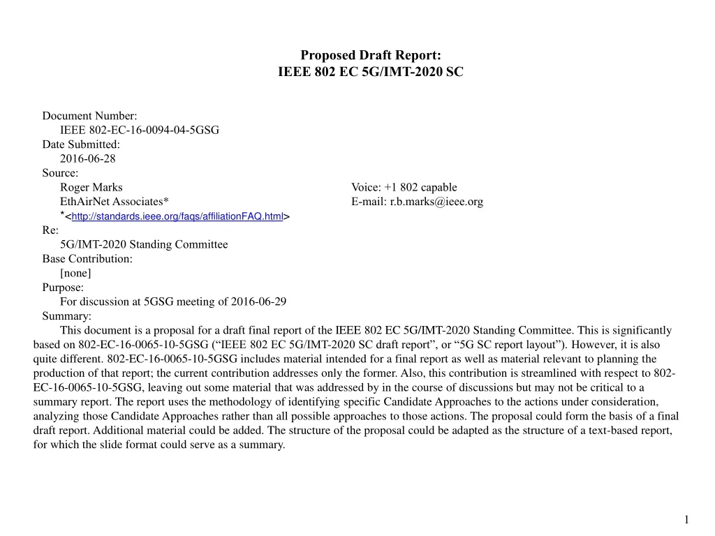 proposed draft report ieee 802 ec 5g imt 2020
