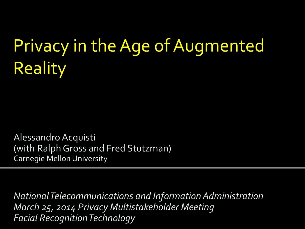 privacy in the age of augmented reality