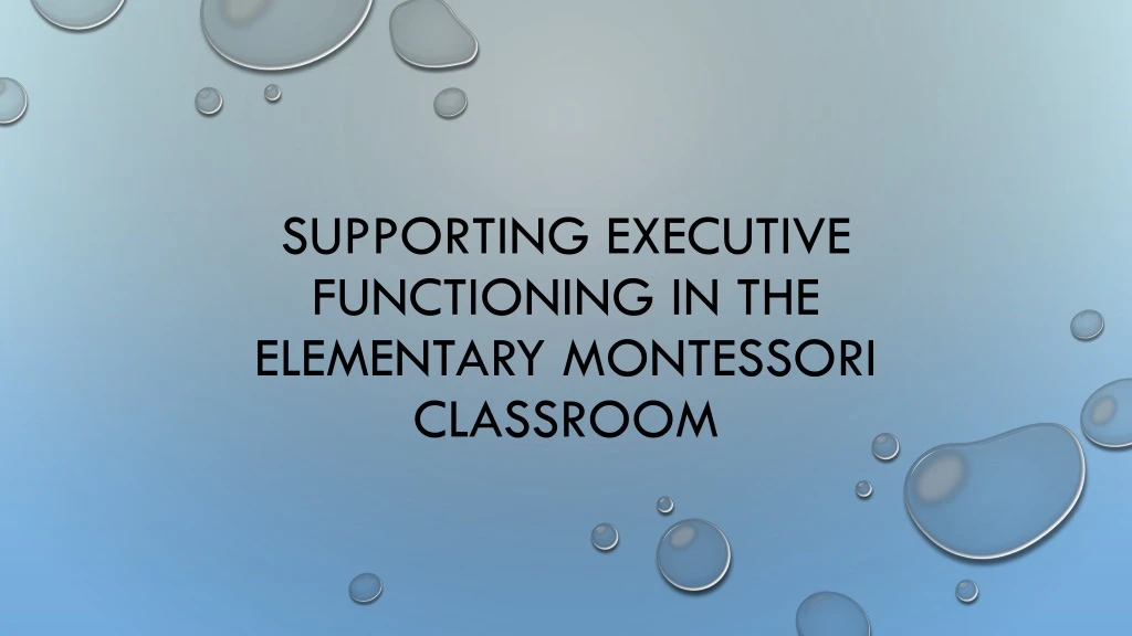 supporting executive functioning in the elementary montessori classroom