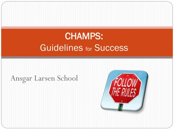 CHAMPS: Guideline s for Success