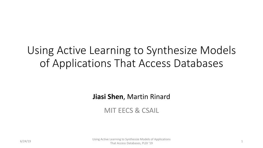 using active learning to synthesize models of applications that access databases