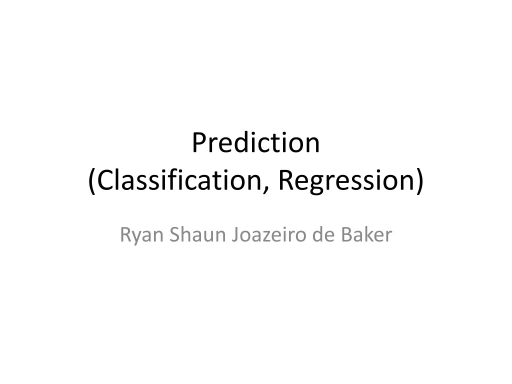 prediction classification regression