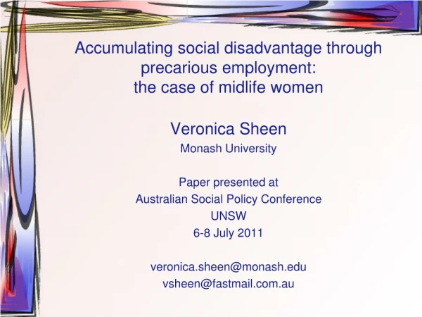 Accumulating social disadvantage through precarious employment: the case of midlife women