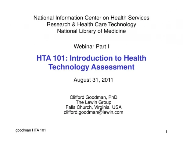 National Information Center on Health Services Research &amp; Health Care Technology