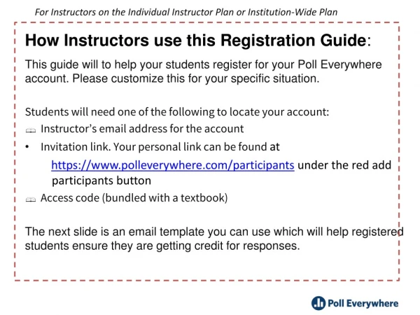 How Instructors use this Registration Guide :