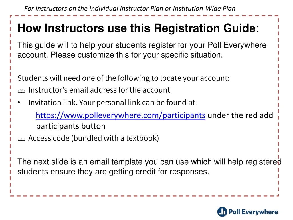 for instructors on the individual instructor plan