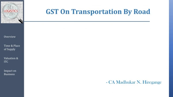 GST On Transportation By Road