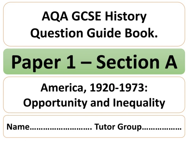 Paper 1 – Section A
