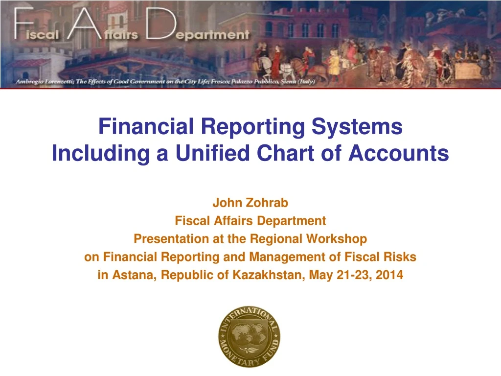 financial reporting systems including a unified chart of accounts
