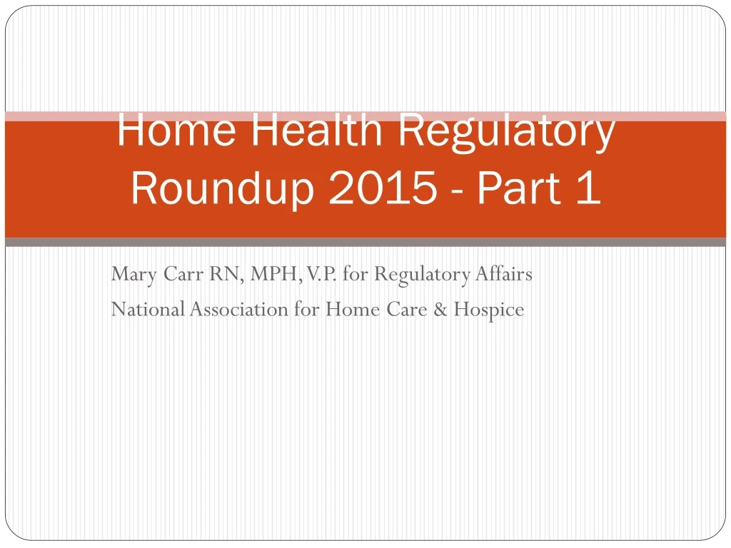 home health regulatory roundup 2015 part 1