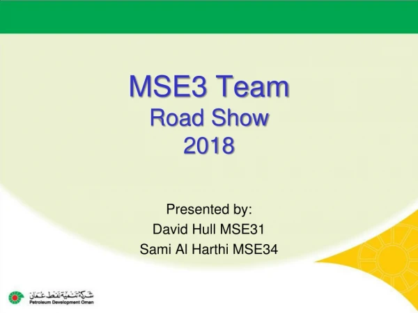 MSE3 Team Road Show 2018
