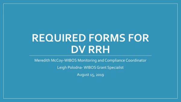 Required Forms for DV RRH