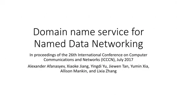 Domain name service for Named Data Networking