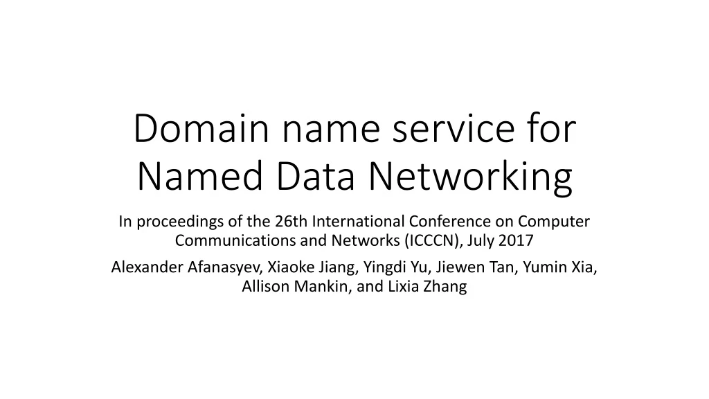 domain name service for named data networking