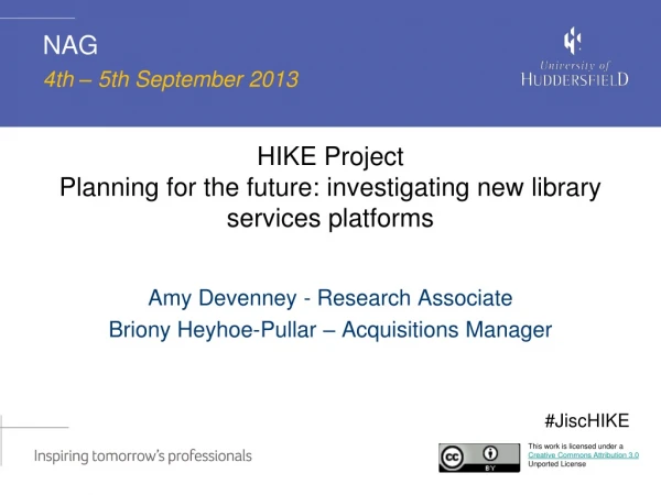 HIKE Project Planning for the future: investigating new library services platforms