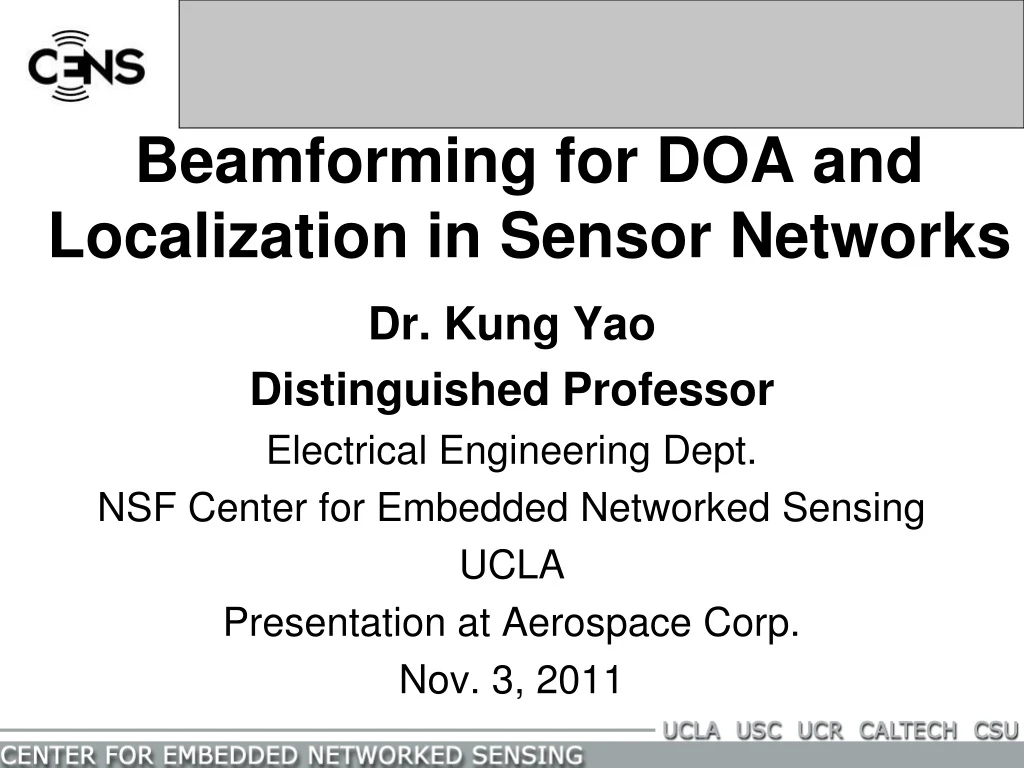 beamforming for doa and localization in sensor networks