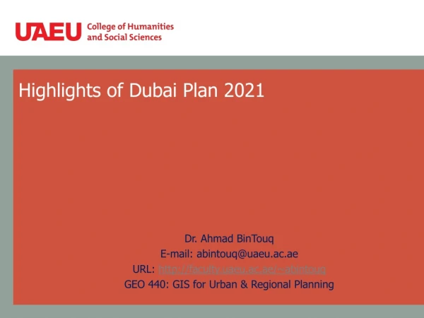 Highlights of Dubai Plan 2021