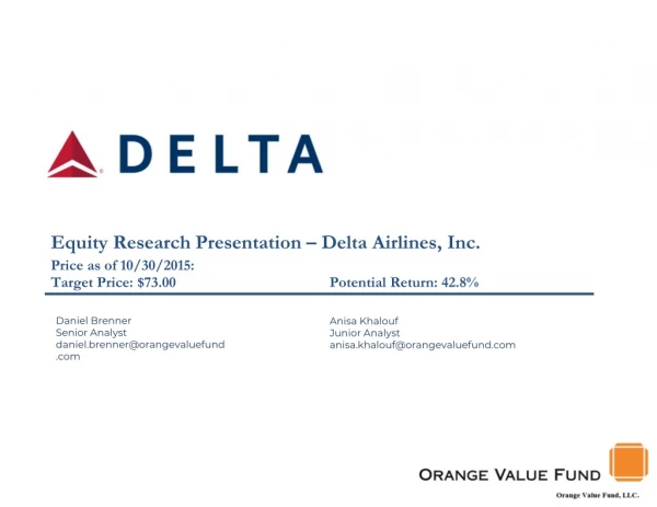 Equity Research Presentation – Delta Airlines, Inc.