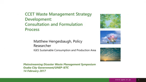 CCET Waste Management Strategy Development: Consultation and Formulation Process